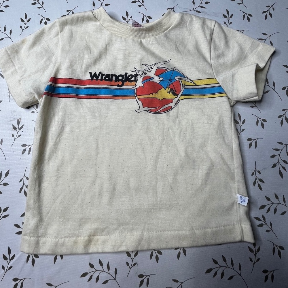 Vintage Wrangler Kids T-Shirt 4T Hang Gliding Graphic Single Stitch 80s USA Made